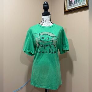 Green 'I'm All Ears' Baby Yoda Graphic Tee Star Wars 2XL Made in Mexico